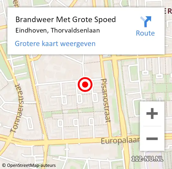 Locatie op kaart van de 112 melding: Brandweer Met Grote Spoed Naar Eindhoven, Thorvaldsenlaan op 27 februari 2022 16:30