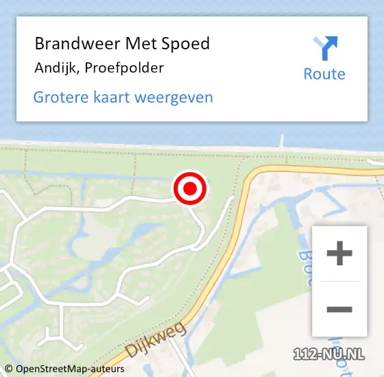 Locatie op kaart van de 112 melding: Brandweer Met Spoed Naar Andijk, Proefpolder op 27 februari 2022 16:36