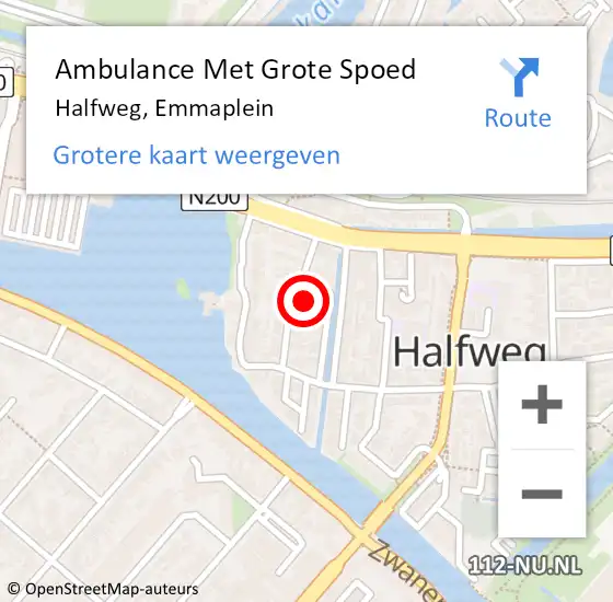 Locatie op kaart van de 112 melding: Ambulance Met Grote Spoed Naar Halfweg, Emmaplein op 27 februari 2022 16:43