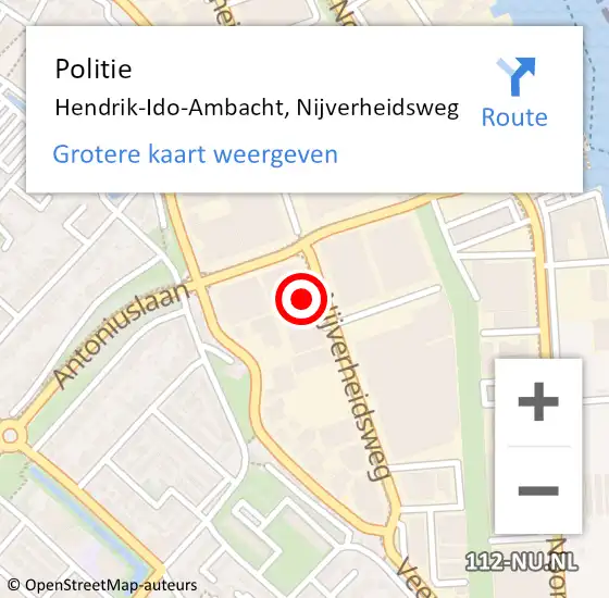 Locatie op kaart van de 112 melding: Politie Hendrik-Ido-Ambacht, Nijverheidsweg op 27 februari 2022 16:45