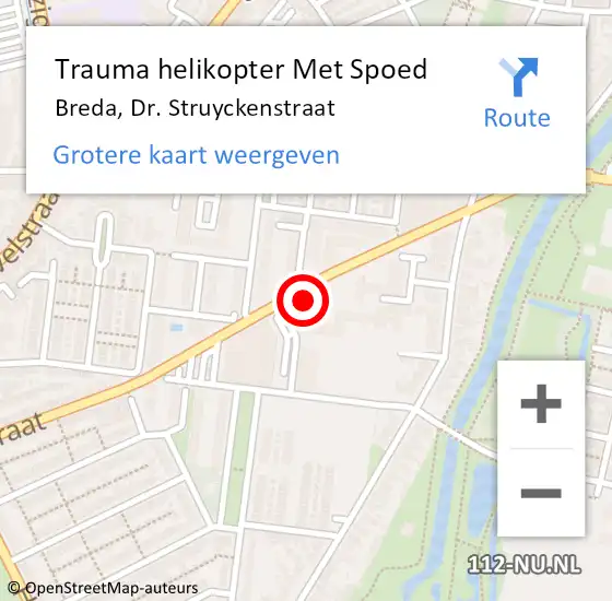 Locatie op kaart van de 112 melding: Trauma helikopter Met Spoed Naar Breda, Dr. Struyckenstraat op 27 februari 2022 16:54