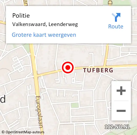 Locatie op kaart van de 112 melding: Politie Valkenswaard, Leenderweg op 27 februari 2022 17:12