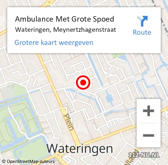 Locatie op kaart van de 112 melding: Ambulance Met Grote Spoed Naar Wateringen, Meynertzhagenstraat op 27 februari 2022 17:18