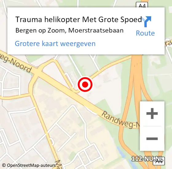 Locatie op kaart van de 112 melding: Trauma helikopter Met Grote Spoed Naar Bergen op Zoom, Moerstraatsebaan op 27 februari 2022 17:21