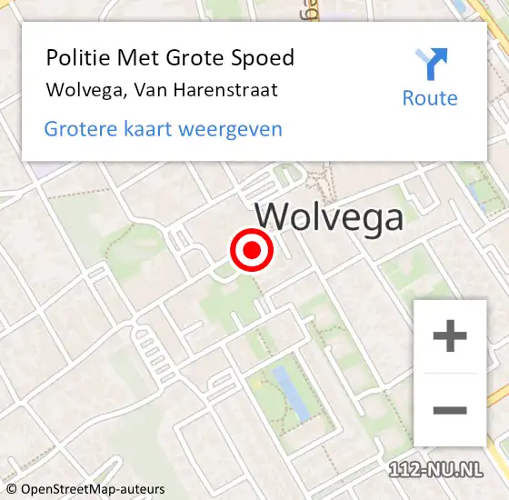 Locatie op kaart van de 112 melding: Politie Met Grote Spoed Naar Wolvega, Van Harenstraat op 27 februari 2022 17:24