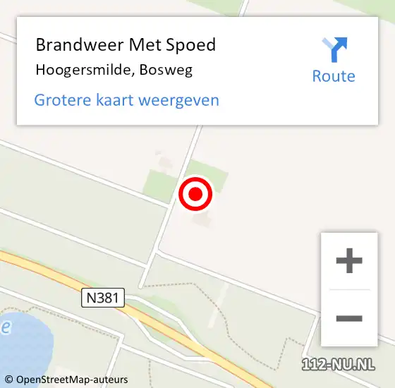 Locatie op kaart van de 112 melding: Brandweer Met Spoed Naar Hoogersmilde, Bosweg op 27 februari 2022 17:38