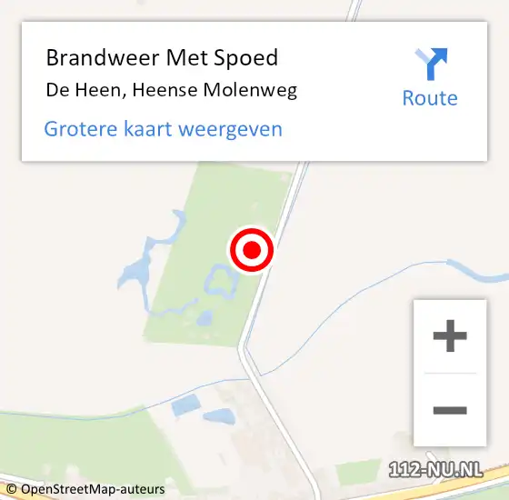 Locatie op kaart van de 112 melding: Brandweer Met Spoed Naar De Heen, Heense Molenweg op 27 februari 2022 17:38