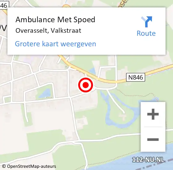 Locatie op kaart van de 112 melding: Ambulance Met Spoed Naar Overasselt, Valkstraat op 27 februari 2022 17:44