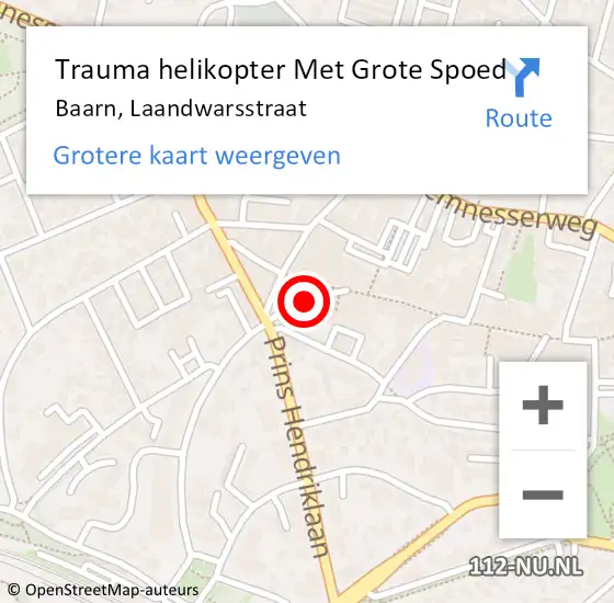 Locatie op kaart van de 112 melding: Trauma helikopter Met Grote Spoed Naar Baarn, Laandwarsstraat op 27 februari 2022 17:46