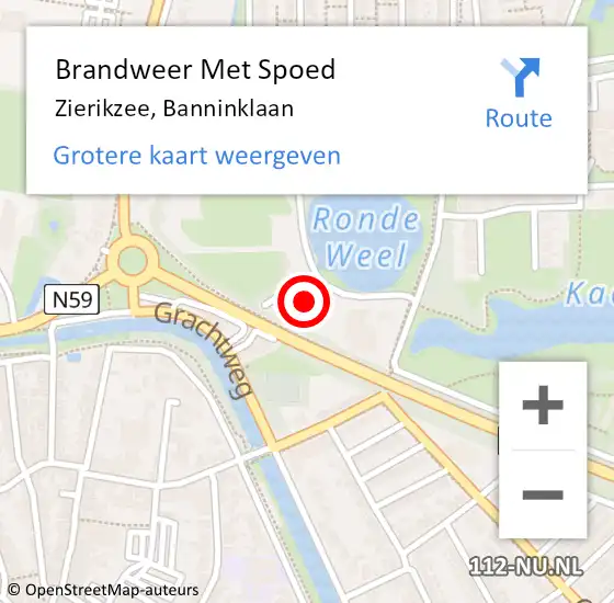 Locatie op kaart van de 112 melding: Brandweer Met Spoed Naar Zierikzee, Banninklaan op 27 februari 2022 17:57