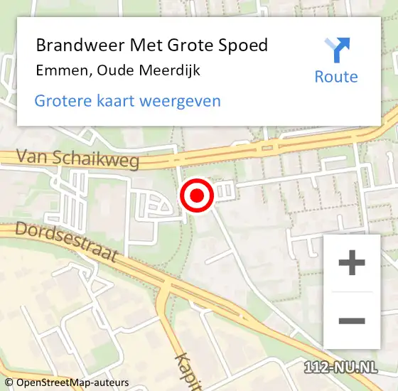 Locatie op kaart van de 112 melding: Brandweer Met Grote Spoed Naar Emmen, Oude Meerdijk op 27 februari 2022 18:03