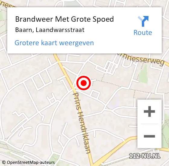 Locatie op kaart van de 112 melding: Brandweer Met Grote Spoed Naar Baarn, Laandwarsstraat op 27 februari 2022 18:03