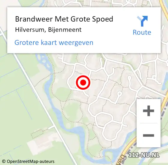 Locatie op kaart van de 112 melding: Brandweer Met Grote Spoed Naar Hilversum, Bijenmeent op 27 februari 2022 18:11