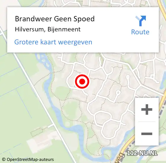 Locatie op kaart van de 112 melding: Brandweer Geen Spoed Naar Hilversum, Bijenmeent op 27 februari 2022 18:13