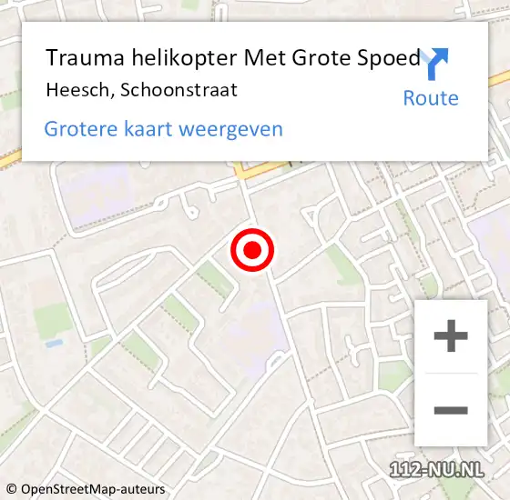 Locatie op kaart van de 112 melding: Trauma helikopter Met Grote Spoed Naar Heesch, Schoonstraat op 27 februari 2022 18:16