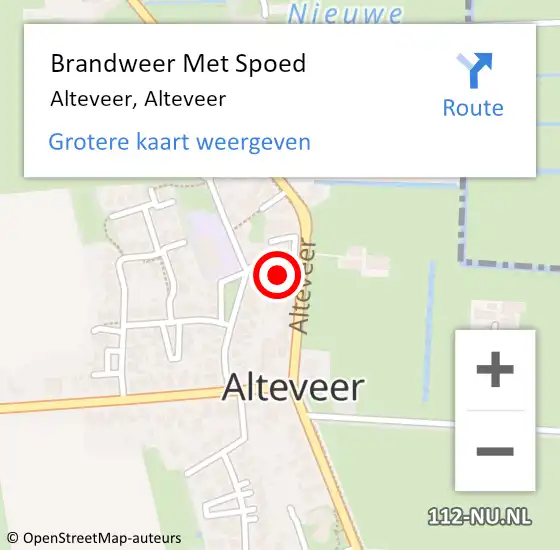 Locatie op kaart van de 112 melding: Brandweer Met Spoed Naar Alteveer, Alteveer op 27 februari 2022 18:48