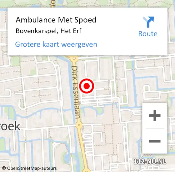 Locatie op kaart van de 112 melding: Ambulance Met Spoed Naar Bovenkarspel, Het Erf op 27 februari 2022 18:54