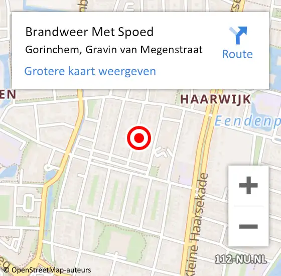 Locatie op kaart van de 112 melding: Brandweer Met Spoed Naar Gorinchem, Gravin van Megenstraat op 27 februari 2022 18:54