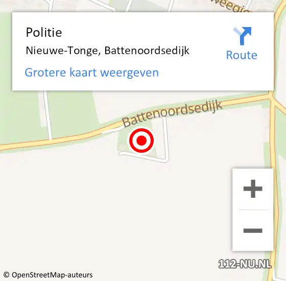 Locatie op kaart van de 112 melding: Politie Nieuwe-Tonge, Battenoordsedijk op 27 februari 2022 18:58