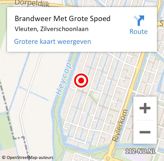 Locatie op kaart van de 112 melding: Brandweer Met Grote Spoed Naar Vleuten, Zilverschoonlaan op 27 februari 2022 19:00