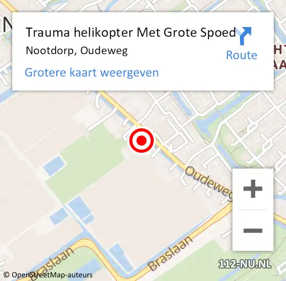 Locatie op kaart van de 112 melding: Trauma helikopter Met Grote Spoed Naar Nootdorp, Oudeweg op 27 februari 2022 19:18