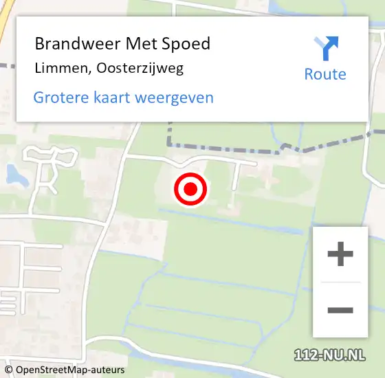 Locatie op kaart van de 112 melding: Brandweer Met Spoed Naar Limmen, Oosterzijweg op 27 februari 2022 19:25