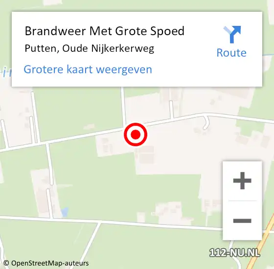 Locatie op kaart van de 112 melding: Brandweer Met Grote Spoed Naar Putten, Oude Nijkerkerweg op 27 februari 2022 19:26