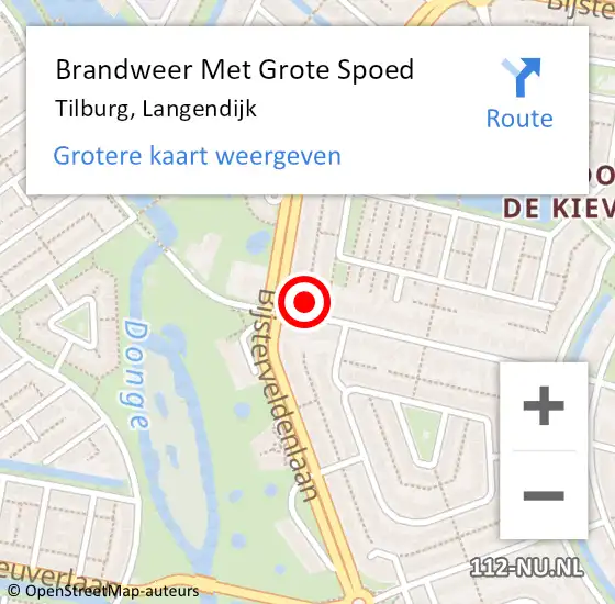 Locatie op kaart van de 112 melding: Brandweer Met Grote Spoed Naar Tilburg, Langendijk op 27 februari 2022 19:26