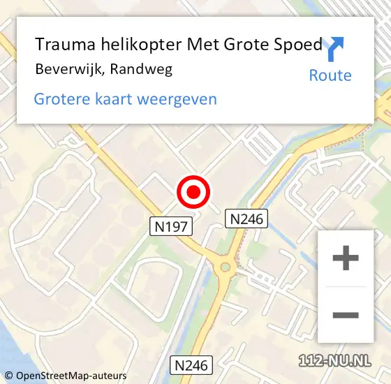 Locatie op kaart van de 112 melding: Trauma helikopter Met Grote Spoed Naar Beverwijk, Randweg op 27 februari 2022 19:31