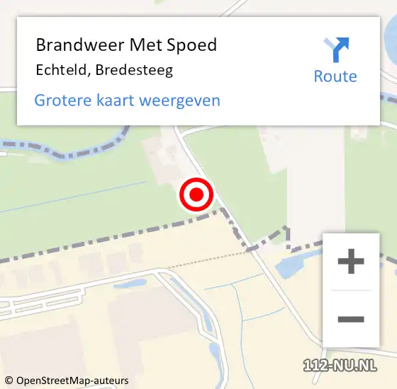 Locatie op kaart van de 112 melding: Brandweer Met Spoed Naar Echteld, Bredesteeg op 27 februari 2022 19:38