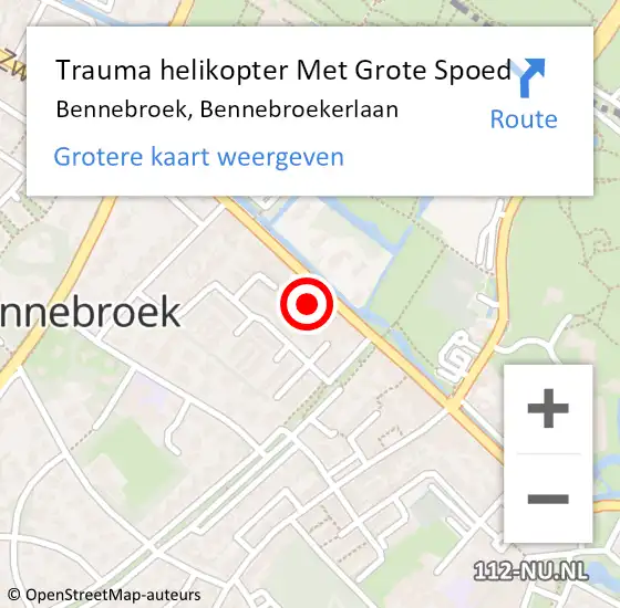 Locatie op kaart van de 112 melding: Trauma helikopter Met Grote Spoed Naar Bennebroek, Bennebroekerlaan op 27 februari 2022 19:54