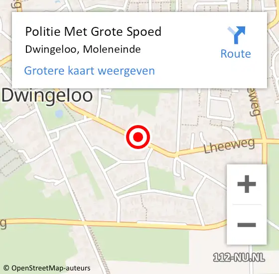 Locatie op kaart van de 112 melding: Politie Met Grote Spoed Naar Dwingeloo, Moleneinde op 27 februari 2022 20:05