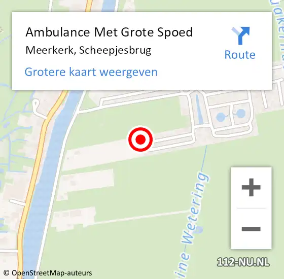 Locatie op kaart van de 112 melding: Ambulance Met Grote Spoed Naar Meerkerk, Scheepjesbrug op 27 februari 2022 20:06