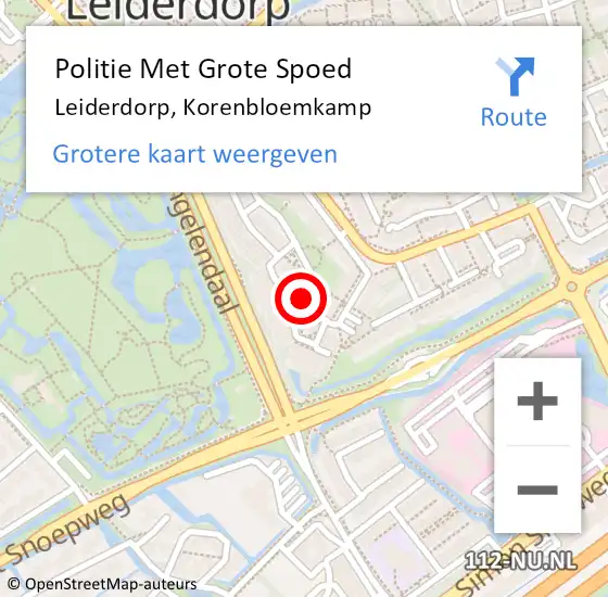 Locatie op kaart van de 112 melding: Politie Met Grote Spoed Naar Leiderdorp, Korenbloemkamp op 27 februari 2022 20:12