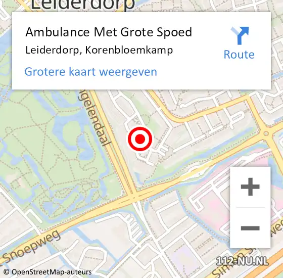 Locatie op kaart van de 112 melding: Ambulance Met Grote Spoed Naar Leiderdorp, Korenbloemkamp op 27 februari 2022 20:13