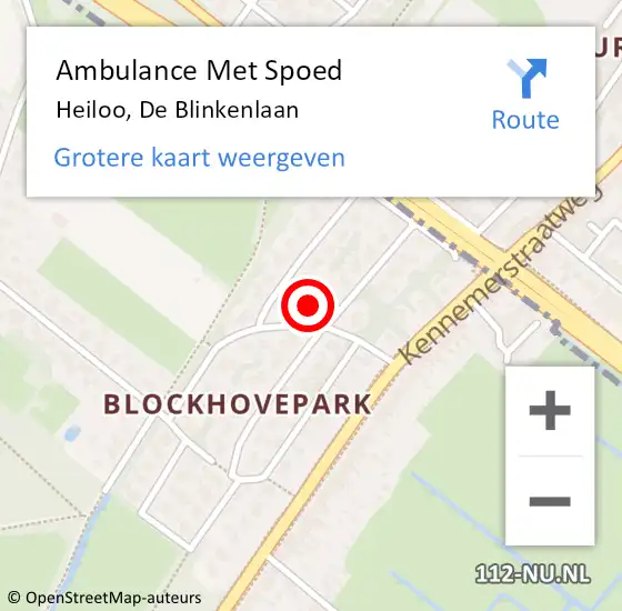 Locatie op kaart van de 112 melding: Ambulance Met Spoed Naar Heiloo, De Blinkenlaan op 27 februari 2022 20:26