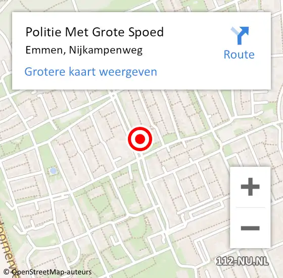 Locatie op kaart van de 112 melding: Politie Met Grote Spoed Naar Emmen, Nijkampenweg op 27 februari 2022 20:46