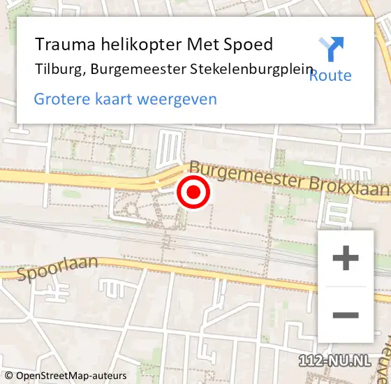 Locatie op kaart van de 112 melding: Trauma helikopter Met Spoed Naar Tilburg, Burgemeester Stekelenburgplein op 27 februari 2022 21:11