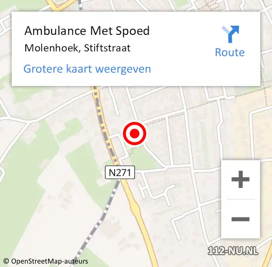 Locatie op kaart van de 112 melding: Ambulance Met Spoed Naar Molenhoek, Stiftstraat op 27 februari 2022 21:12
