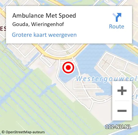 Locatie op kaart van de 112 melding: Ambulance Met Spoed Naar Gouda, Wieringenhof op 27 februari 2022 21:36