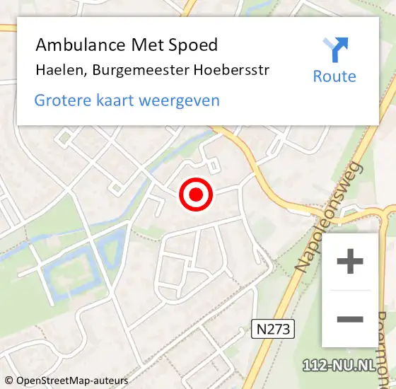 Locatie op kaart van de 112 melding: Ambulance Met Spoed Naar Haelen, Burgemeester Hoebersstr op 27 februari 2022 21:48