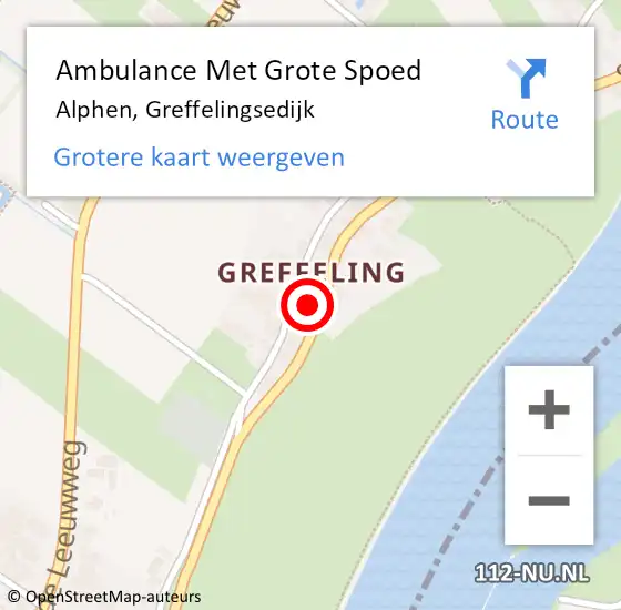 Locatie op kaart van de 112 melding: Ambulance Met Grote Spoed Naar Alphen, Greffelingsedijk op 27 februari 2022 21:58