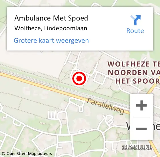 Locatie op kaart van de 112 melding: Ambulance Met Spoed Naar Wolfheze, Lindeboomlaan op 27 februari 2022 22:25