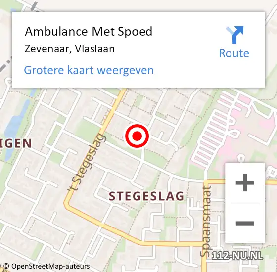 Locatie op kaart van de 112 melding: Ambulance Met Spoed Naar Zevenaar, Vlaslaan op 27 februari 2022 22:32