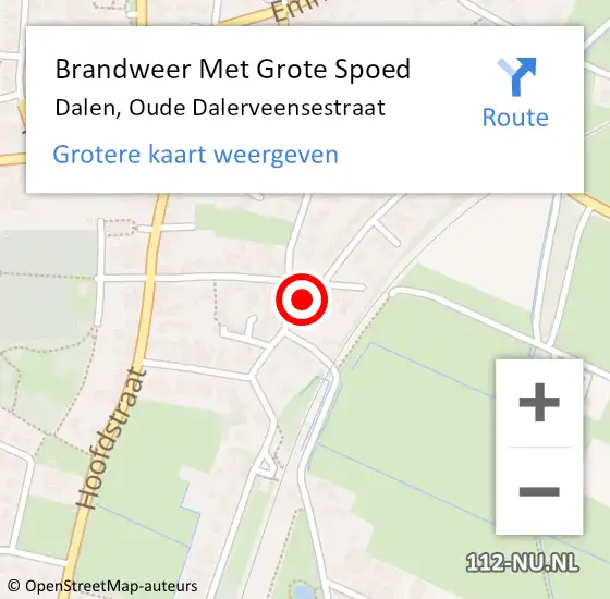 Locatie op kaart van de 112 melding: Brandweer Met Grote Spoed Naar Dalen, Oude Dalerveensestraat op 27 februari 2022 22:36