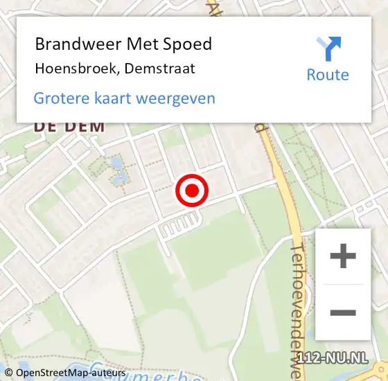 Locatie op kaart van de 112 melding: Brandweer Met Spoed Naar Hoensbroek, Demstraat op 27 februari 2022 23:09