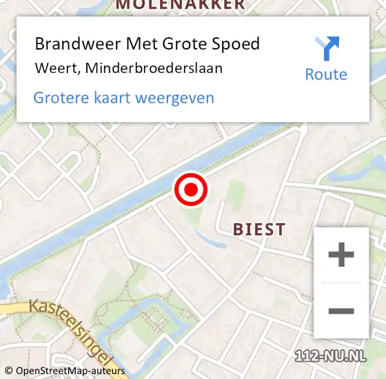 Locatie op kaart van de 112 melding: Brandweer Met Grote Spoed Naar Weert, Minderbroederslaan op 27 februari 2022 23:58