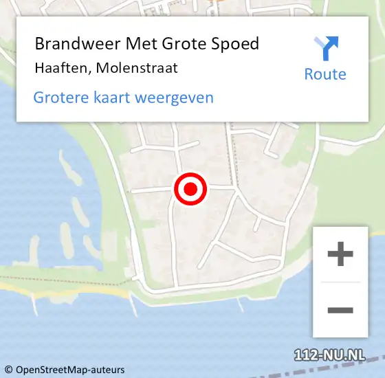 Locatie op kaart van de 112 melding: Brandweer Met Grote Spoed Naar Haaften, Molenstraat op 27 februari 2022 23:58