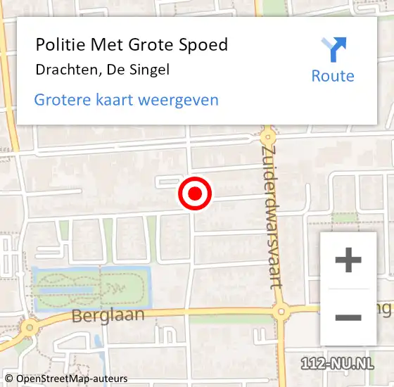 Locatie op kaart van de 112 melding: Politie Met Grote Spoed Naar Drachten, De Singel op 28 februari 2022 00:04