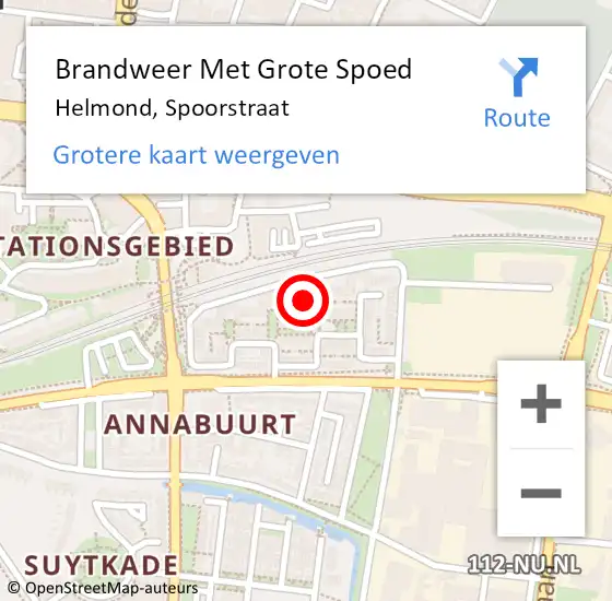 Locatie op kaart van de 112 melding: Brandweer Met Grote Spoed Naar Helmond, Spoorstraat op 28 februari 2022 00:08